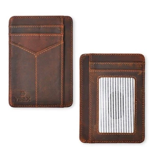 RFID Slim Wallet for Men Women, 8 Card Slot Leather Minimalist Front Pocket C... - Picture 1 of 9