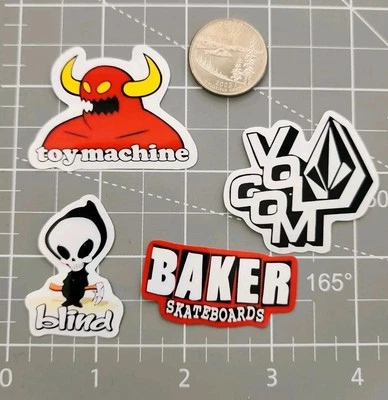 WORLD INDUSTRIES Volcom 2" Vinyl Stickers ~ Toy Machine ~ Skateboard Blind Baker Tony Hawk Bam
