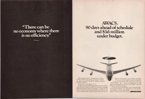 Boeing AWACS 1973 Vintage Print Ad Air Force Aircraft Budget Efficiency - Picture 1 of 1
