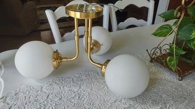 Lámpara de techo burbuja 3 bolas pantalla de vidrio oro blanco semi-al ras Foto 1 de 4