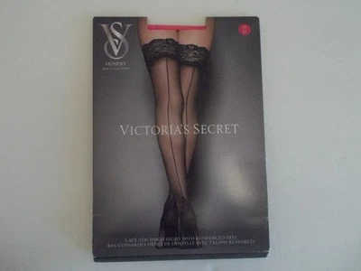 NUEVO CON ETIQUETAS VICTORIA'S SECRET Rosa Encaje Top Costura Trasera Muslos Medias Talla M Foto 1 de 3