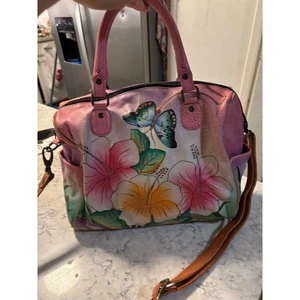 Anuschka gain painted floral butterfly purse - Picture 1 of 8