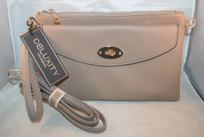 Deluxity Los Angeles Crossbody Adjustable Strap Peta Vegan Brown Purse - NWT - Image 1 of 4