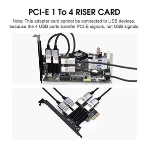 Carte élévatrice ELUTENG PCIe 1-4 USB 3.0 - Étendez PCI-E X1 à quatre emplacements USB 3.0 - Photo 1/4