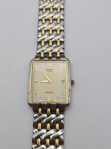 Seiko Phoenix Uhr Herren Tank Style Zifferblatt goldfarben Datum neue Batterie funktioniert - Bild 1 von 19