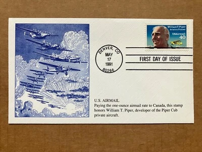 1991 40c William T. Piper C129 KMC Venture First Day Cover Airmail Issue - Image 1 of 2