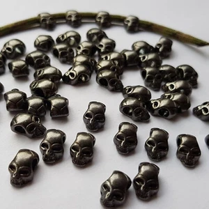 5/10/25/50 x Skull Totenkopf Bead Metall Perle Gun Metal basteln Lochgröße 4 mm - Bild 1 von 12