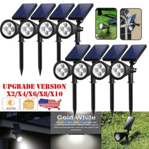 10x Solar Power 4 LED Spot Lights Waterproof Outdoor Landscape Lawn Path Lamp US - Picture 1 of 25