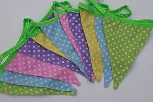 GISELA GRAHAM EASTER GARDEN PARTY POLKA DOT FABRIC BUNTING - Picture 1 of 2