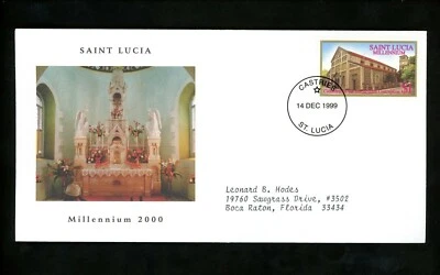 Postal History FDC #1112 St. Lucia Millennium Commemoration 2000 Cathedral - Image 1 of 3