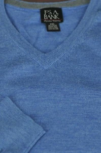 Jos A Bank Men's Signature Heather Blue Merino Wool V Neck Sweater XXL 2XL - Bild 1 von 4