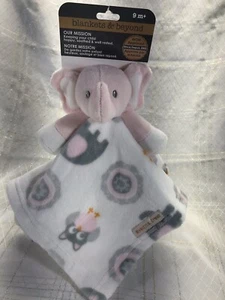 Blankets & and Beyond Pink Elephant weiß grau Sicherheitsdecke Lovey Nunu NEU - Bild 1 von 8