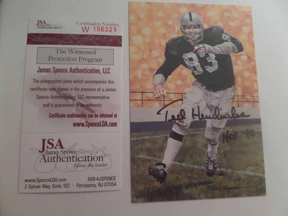 Ted Hendricks signed Goal Line Art Card, JSA, HOF 90 - Image 1 of 1
