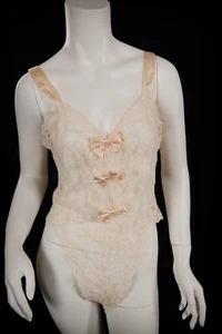 Vintage Victoria's Secret Gold Label Sheer Lace Teddy Lingerie Soft Pink Small - Picture 1 of 5