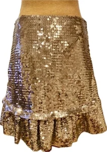 PACO RABANNE FABULOUS SILVER SEQUIN MINI SKIRT WITH RUFFLE, BEAUTIFUL STYLE,40/S - Picture 1 of 14