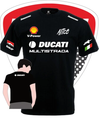 T Shirt Printed DUCATI MULTISTRADA MOTO GP SPORT TEAM ITALIA MAGLIETTA COL. N - Imagen 1 de 2