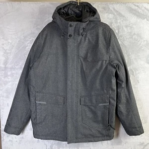Prana Holmes Puffer Shell Jacket Men's Medium Grey Hooded Insulated Outdoor Snow - Picture 1 of 16