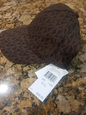 NWT Michael Kors Monogram MK Logo Brown Baseball Cap Hat AOP Unisex Adjustable - Image 1 of 4