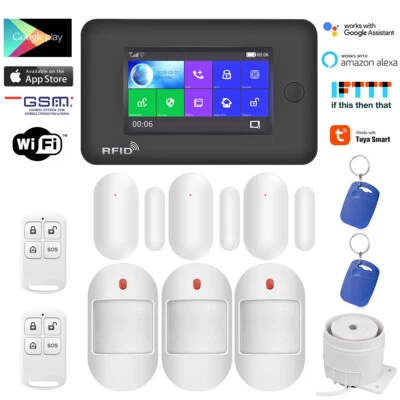 V08 Tuya WiFi APP GSM Wireless Home Security Alarm System+Alexa+Google Assistant - Image 1 of 4