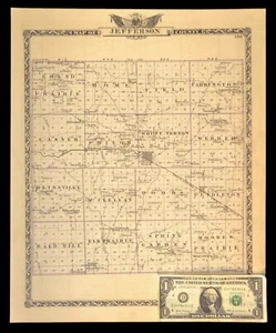 ca1876 JEFFERSON COUNTY Illinois Map Mt Vernon St Louis & Southeastern RR Atlas - Picture 1 of 10