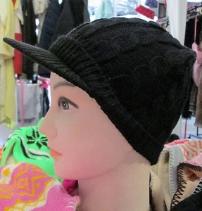 NEU Herren Damen Unisex schwarz Spitze Beanie Mütze Winter Weihnachten Acryl UK - Bild 1 von 3
