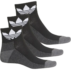 3 Pair Adidas Quarter Length Socks, Men's Shoe Size 6-12, Black, Gift L10 MP - Picture 1 of 5