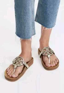 TORY BURCH MILLER SANDALO NUVOLA ORO SCINTILLANTE/NATURALE TAGLIA 10 - Foto 1 di 13