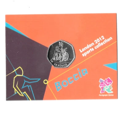UK 50 PENCE 2011 BU Boccia London Olympics 2012 Specimen In Coincard, Rare. B19 - Image 1 of 2