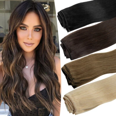 Clip in Extensions Thick Double Weft Remy Human Hair FULL HEAD BLONDE+Balayage - Image 1 of 4