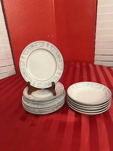 SET OF 12 PC SHEFFIELD BLUE WHISPER PORCELAIN FINE CHINA BOWLS BREAD PLATES SAUC - Picture 1 of 5