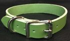 Dog Collar Pea Green Real Leather Hand Made Quality 19mm 3/4'' WST4