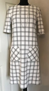 M&Co ivory and black checked midi tunic dress size 12 short sleeves - Picture 1 of 12