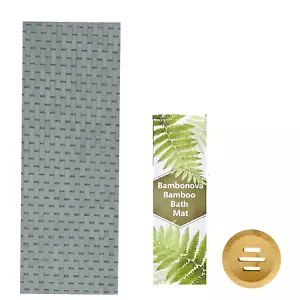 Bamboo Bath Mat Grey Approx. 48 x 16 Inches and Wooden Soap Dish - Picture 1 of 7
