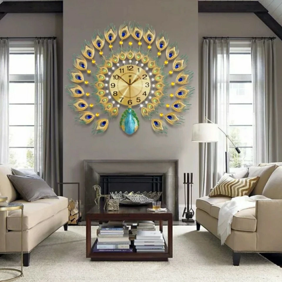 3D Peacock Style Wall Clock  - Image 1 of 4