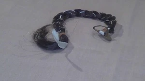 Vintage Barbie / Francie Brunette Braided Hair Piece with White Ribbon Woven - Picture 1 of 2