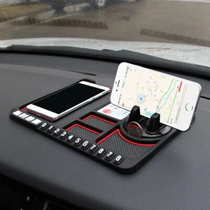 Red Car Nonslip Pad Parking Number Card Auto Phone Holder Mat For Dashboard - Photo 1 sur 1