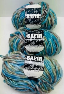 Feza Safir  Wool/Acrylic Yarn Lot Of 3 Blues/Grays Marled Soft New Vintage - Picture 1 of 4