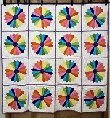 Edredón de algodón Dresden Plate hecho a mano Foto 1 de 4