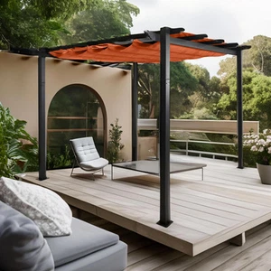 B-Ware pergola in alluminio MCW-N93, telaio 8 cm tetto apribile UV50+ 3x3 m, terracotta - Foto 1 di 10