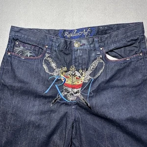 Ruthless Art Jeans Men’s 36x32 Embroidered Y2K Baggy Grunge Artsy Logo Dark Wash - Picture 1 of 9