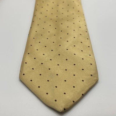 Corbata de seda Brioni 58x3,5 lunares dorados hechos a mano Italia metal logotipo placa Foto 1 de 4