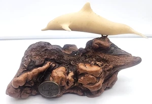 Vintage John Perry Delfin auf Wurzelholzsockel Skulptur  - Bild 1 von 8
