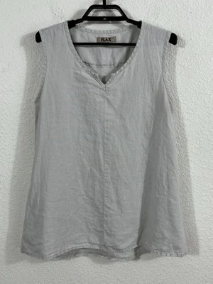 Camisa de lino para mujer pequeña gris 100 % lino sin mangas camiseta sin mangas ligera verano Foto 1 de 4