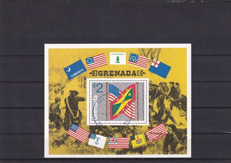 SA06a Granada 1975 200 Aniversario Revolución Americana Primer Día de Emisión Minishoja - Imagen 1 de 1