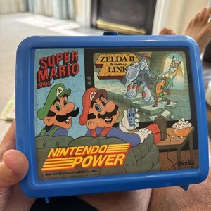 Super Mario Bros. - ZELDA II, NINTENDO POWER LUNCHBOX, 1989 No Thermos Blue Ver - Picture 1 of 7