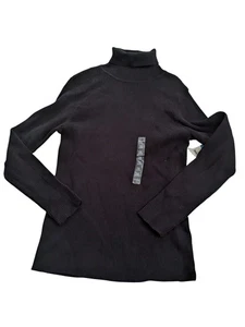 NEW!! KIM ROGERS Sz XL Long Sleeve Black Ribbed Turtleneck NWT 100% Cotton - Picture 1 of 5