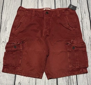 Abercrombie & Fitch Mens 34 Heavy Red Cargo Utility At The Knee Shorts Y2K Vtg - Picture 1 of 12