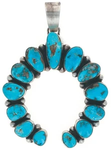 Colgante Naja Turquesa Morenci Natural del Artista Navajo Bobby Johnson - Imagen 1 de 3