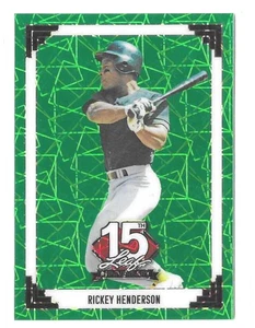 RICKEY HENDERSON 2025 Leaf National 15th NSCC Color Match Green Lazer #/6 A's - Picture 1 of 2