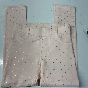 H & M Girls Size 7 Pink Heart Stretch Pants Never Worn - Picture 1 of 5
